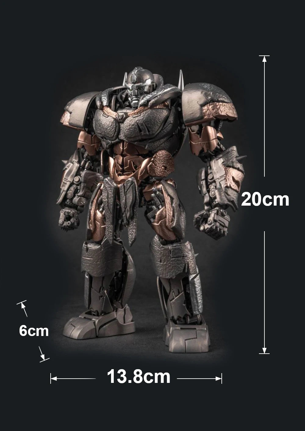 Transformers Rhinox-figuur in bronstint — Gepantserde krijger in koperkleur