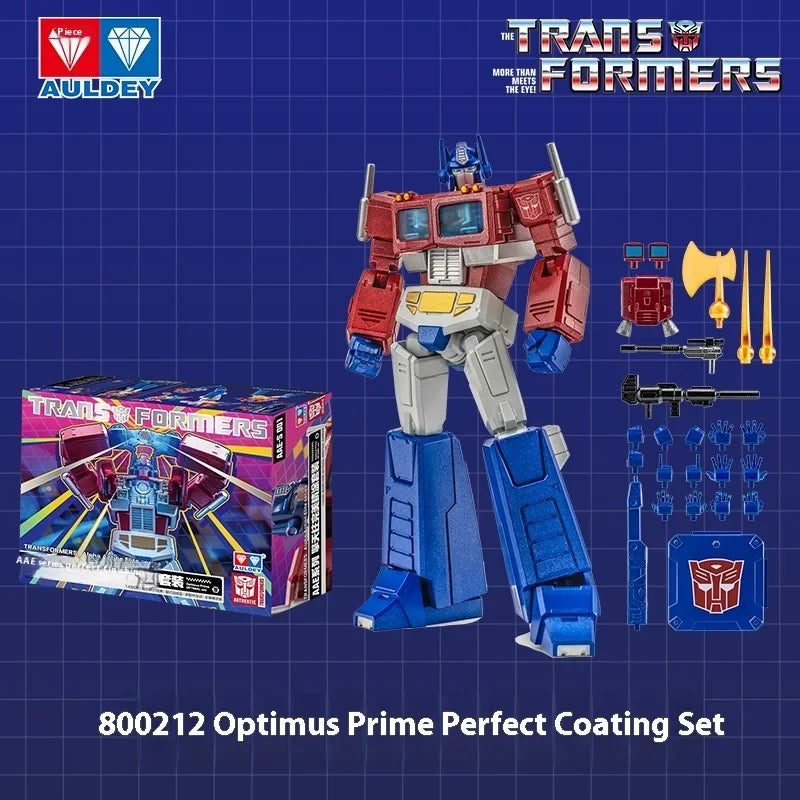 Transformers-figuur Optimus Prime AULDEY G1 — Perfect Coating-editie met chromen afwerking en complete accessoires