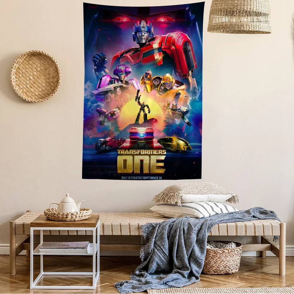 Affiche murale Transformers One avec robots colorés, Optimus en premier plan, ambiance futuriste – Transformers.