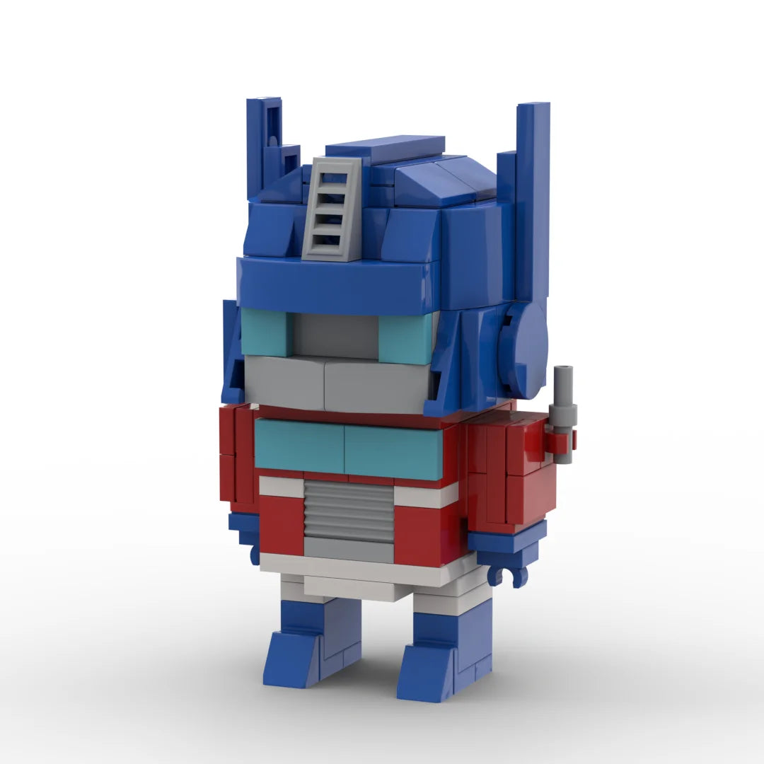 Transformers Optimus Prime 2.0-baksteen — compacte blauwe en rode silhouet