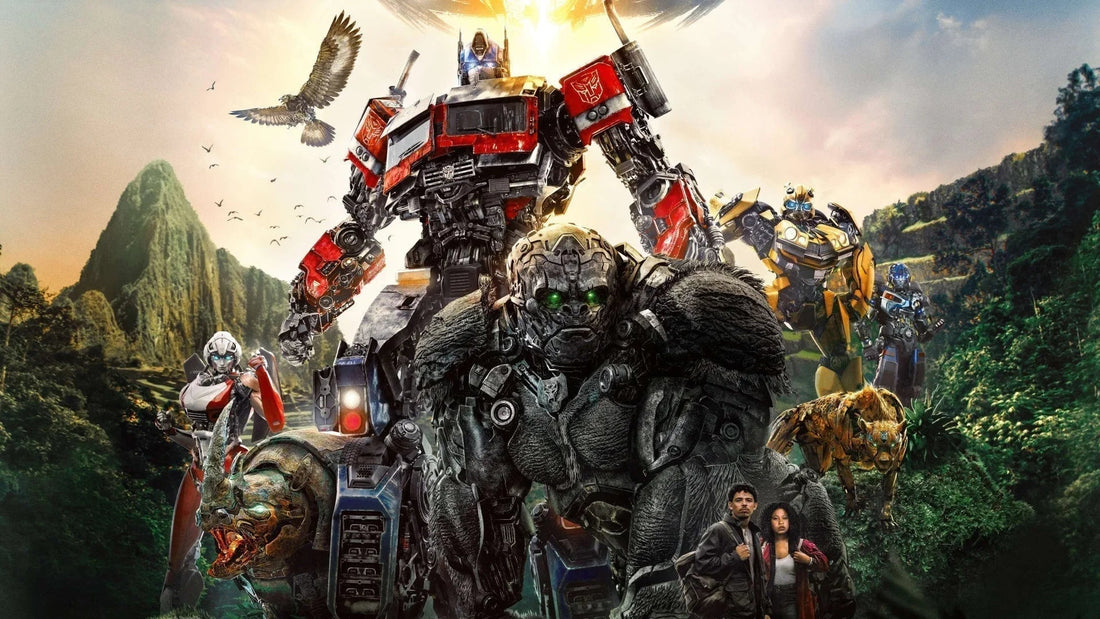 Affiche Transformers Rise of the Beasts, robots et animaux mécaniques en jungle, couleurs vives – Transformers.