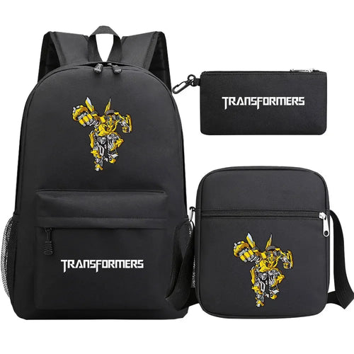 Ensemble sac à dos, besace et trousse noirs, motif Bumblebee jaune, logo Transformers – Transformers.