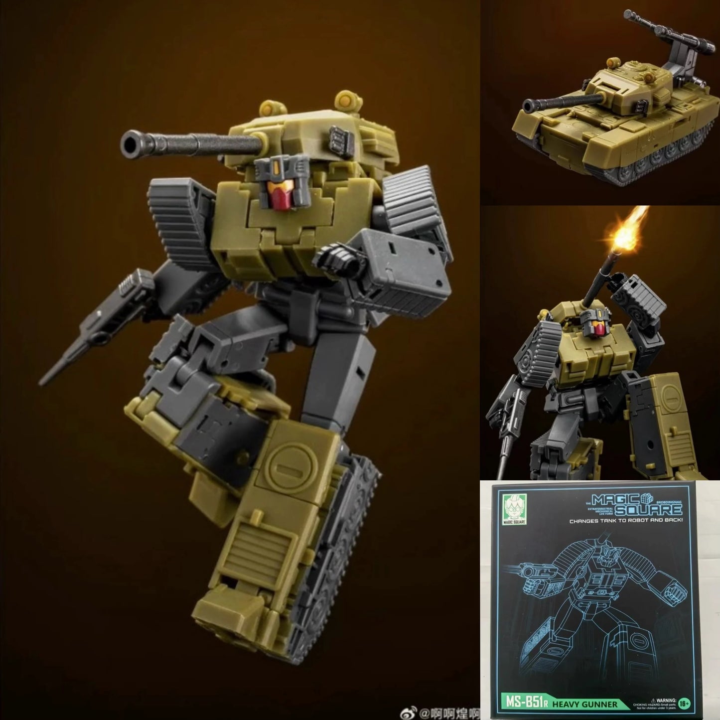 Transformers Brawl MS-B51R-figuur — Kaki-aanvalstank Heavy Gunner