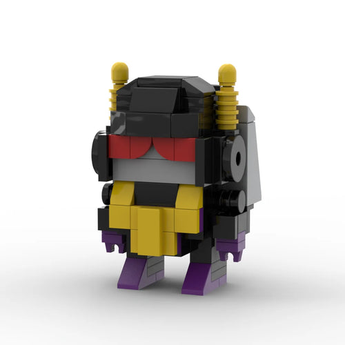 Transformers Kickback 2.0 — paarse en gele bakstenen sprinkhaan