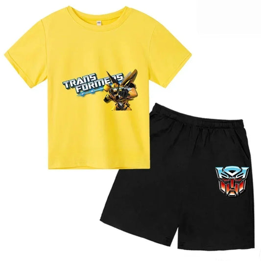 Ensemble enfant Transformers, t-shirt jaune avec Bumblebee et short noir logo Autobot – Transformers.