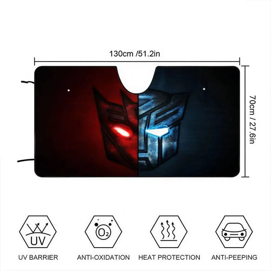 Transformers-dubbele Autobot-zonwering — rode en blauwe autosolbescherming