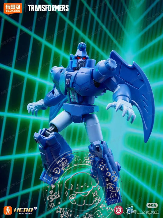 Transformers-figuur Blauwe Robot met Enorm Zwaard — Blokees Gewapende Decepticon-kolos