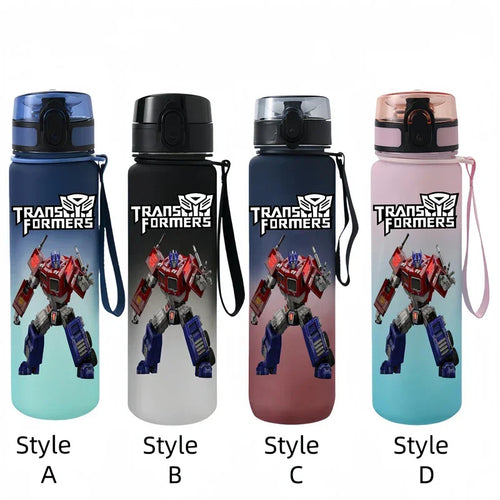 Gourdes colorées avec Optimus Prime, logo Transformers, posture dynamique, fond dégradé – Transformers.