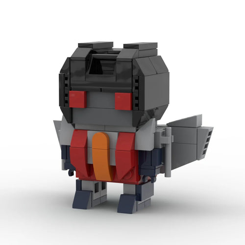 Transformers-figuur Starscream IDW-versie chibi — gevleugelde antracietkleurige Brick