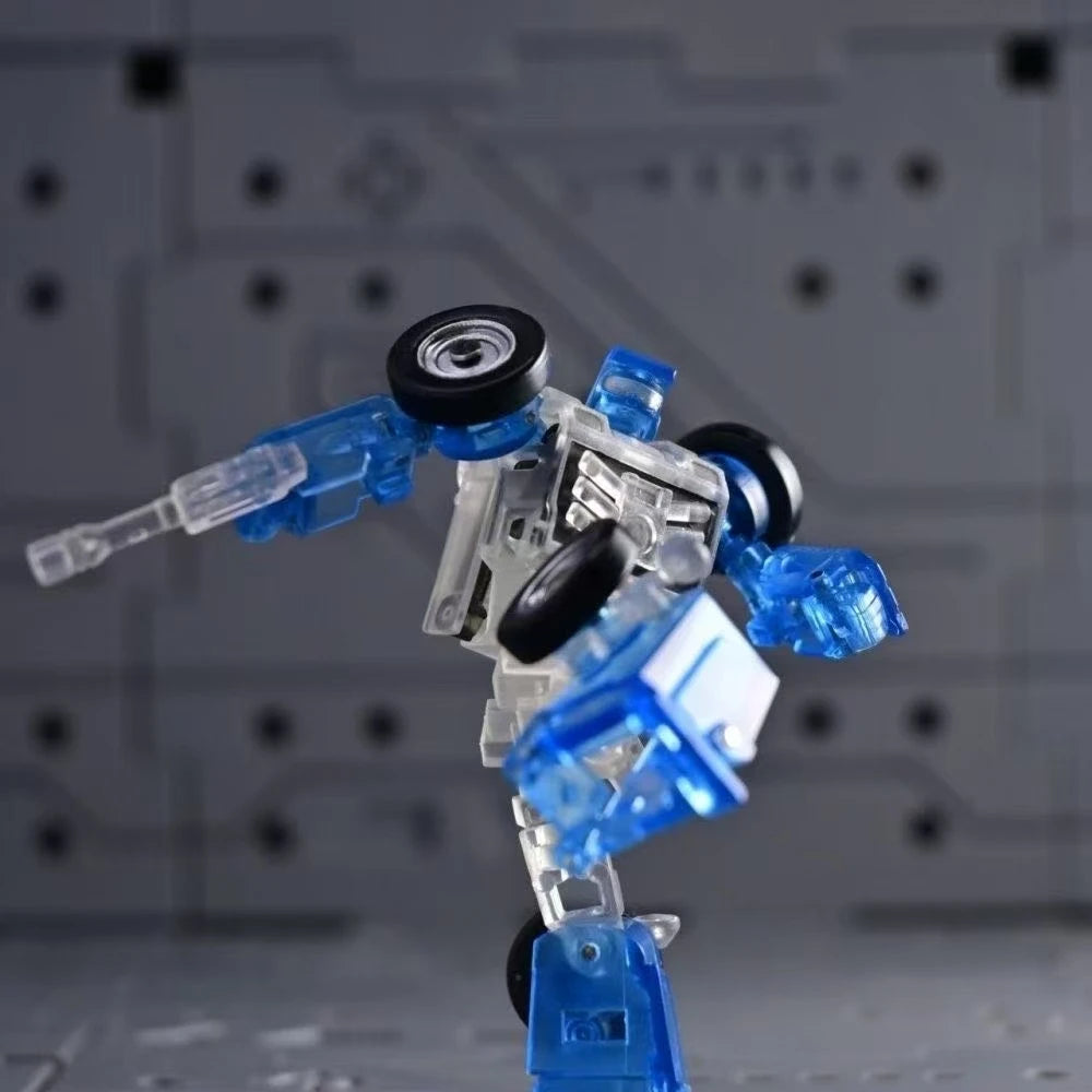 Mini Transformers-figuur G1 in doorschijnend blauw — Beeldje met chromen afwerking in gelimiteerde editie