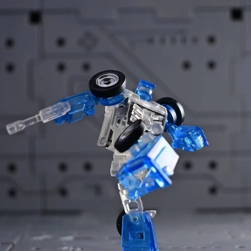 Mini Transformers-figuur G1 in doorschijnend blauw — Beeldje met chromen afwerking in gelimiteerde editie