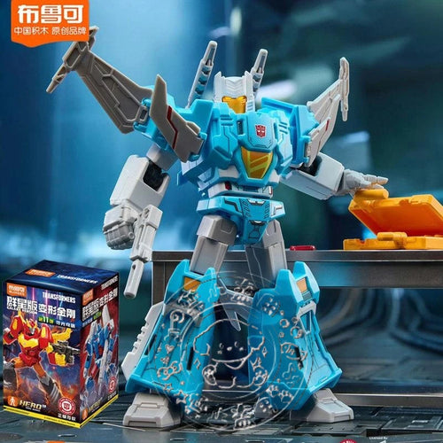 Transformers-figuur van gevleugelde turquoise robot — Vliegende krijger voor assemblage van Blokees
