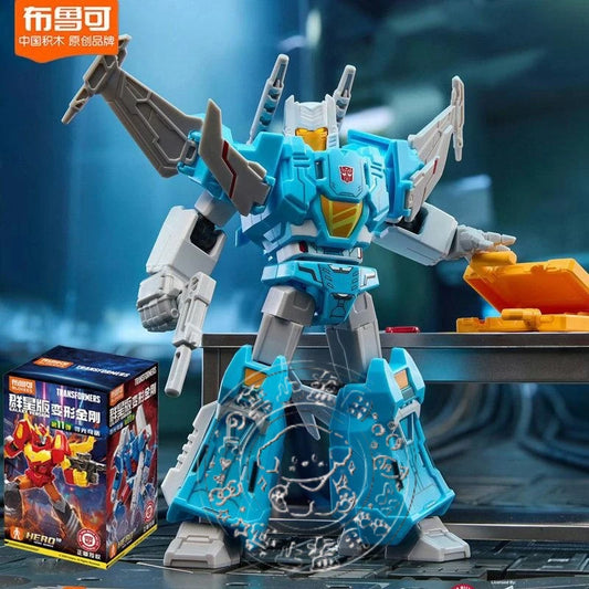 Transformers-figuur van gevleugelde turquoise robot — Vliegende krijger voor assemblage van Blokees