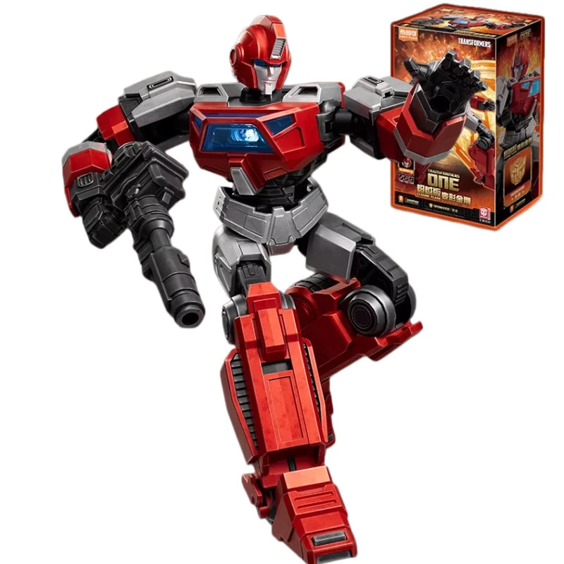 Transformers-figuur Ironhide Origine ONE — Rood-grijze brickstijlrobot, beweegbaar, in doos