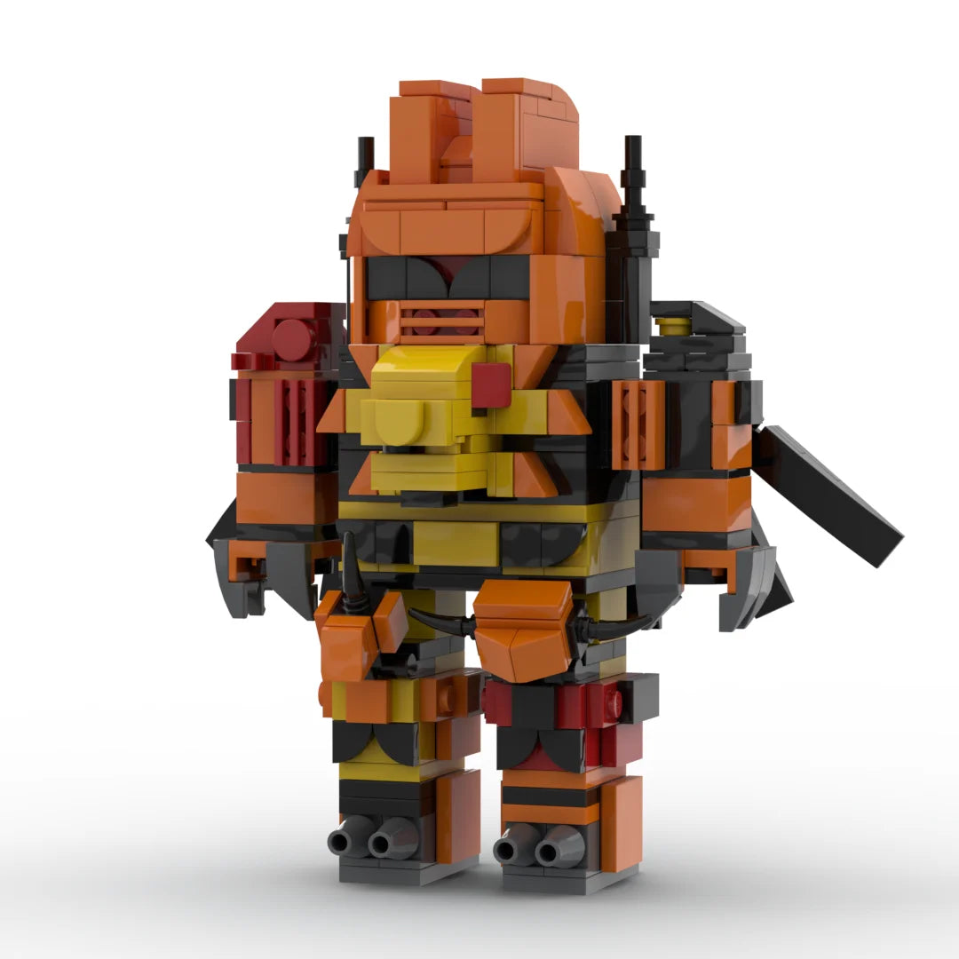Transformers-figuur Predaking — oranje-bruine gepantserde robot met zwaar geweer