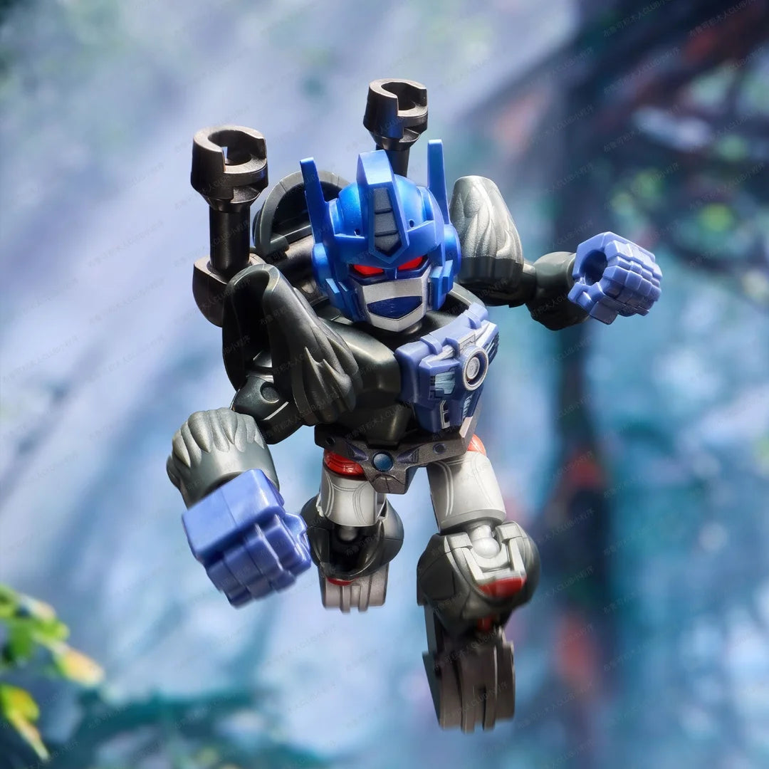 Transformers-figuur Optimus Primal Zeldzaam C — Staalblauwe Krijger in Bospose