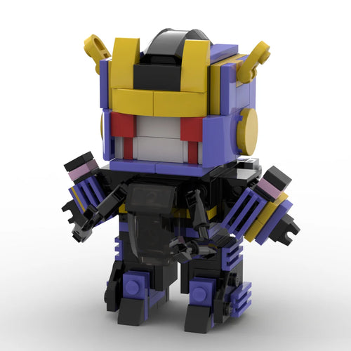 Transformers-figuurtje Helex IDW-versie — paarse en gele brick, Decepticon-beul