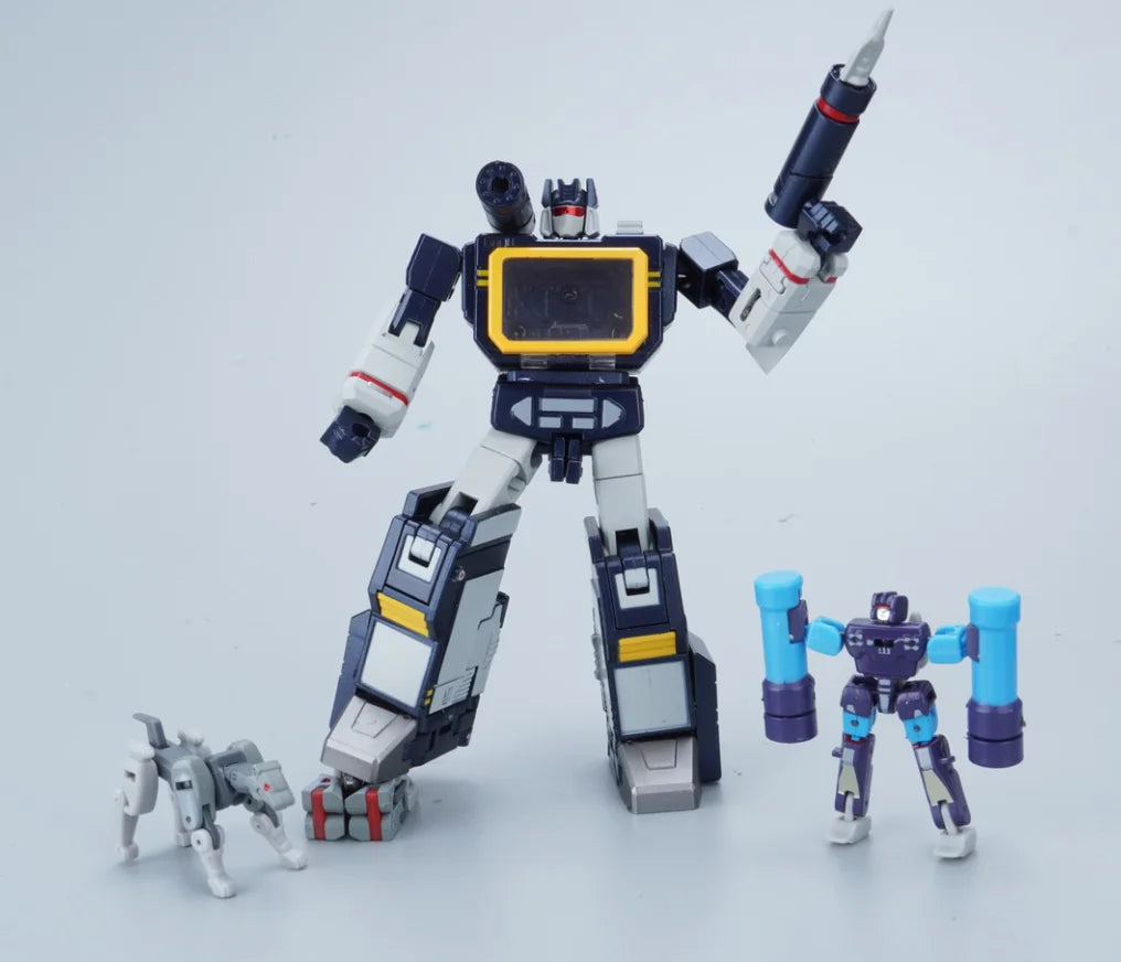 Transformers Soundwave Newage H21-figuur — kleine G1-KO met geïntegreerde cassette