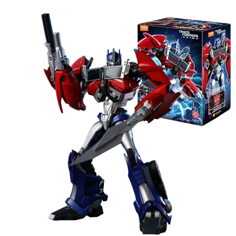 Transformers-figuurtje Optimus Prime Blitzwing Prime-editie — koningsblauwe steen met rode vlam