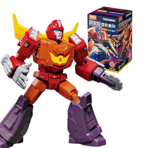 Transformers-figuur Hot Rod — gouden vlammenkop, oranje-paarse krijger