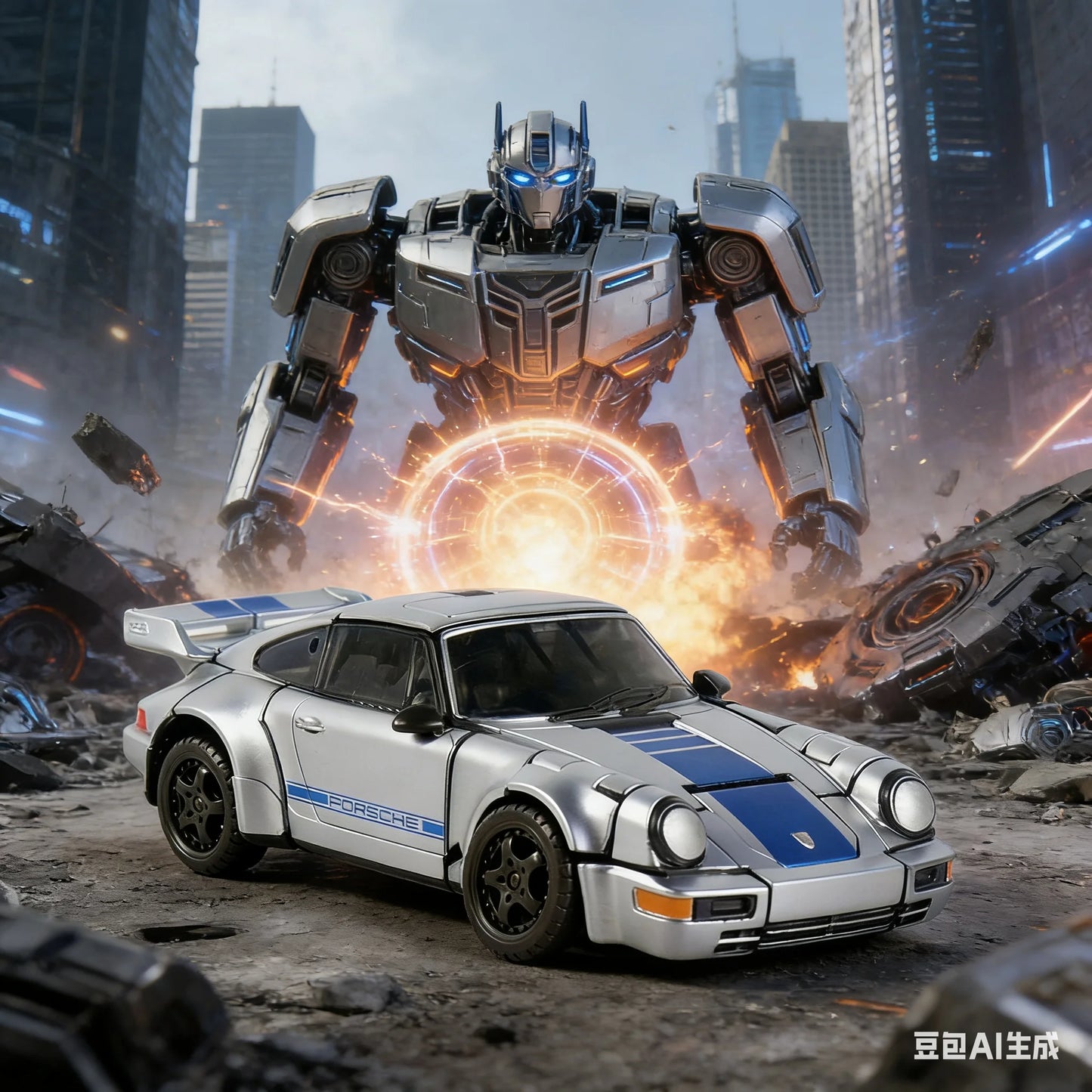 Transformers Mirage Ghost Car SS105-figuur — Zilveren CY-01 Rise of the Beasts