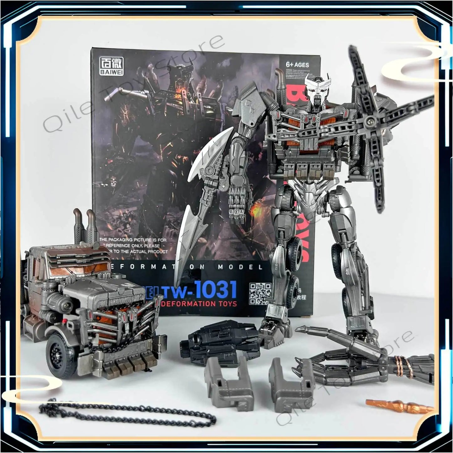 Transformers Scourge Studio Series-figuur, 18 cm — Accessoireset in wit en grijs