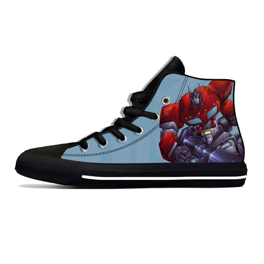 Zwarte hoge Transformers-sneakers - Cyaan