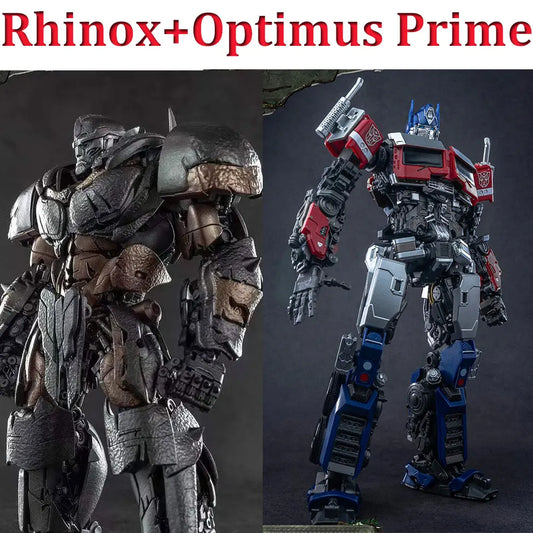 Transformers-figuren duo Rhinox & Optimus Prime — Wilde confrontatie AMK