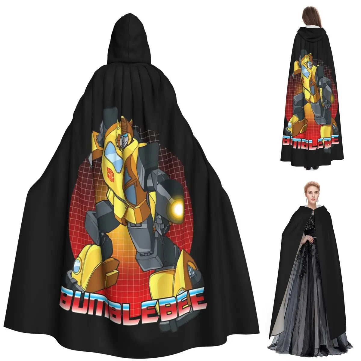 Transformers Bumblebee-cape — Lange cosplaycape met capuchon voor Halloween