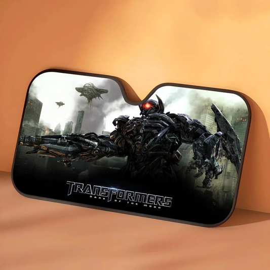 Transformers-zonnescherm Gevechtslogo en silhouetten — zonwering voor de auto, grijze editie