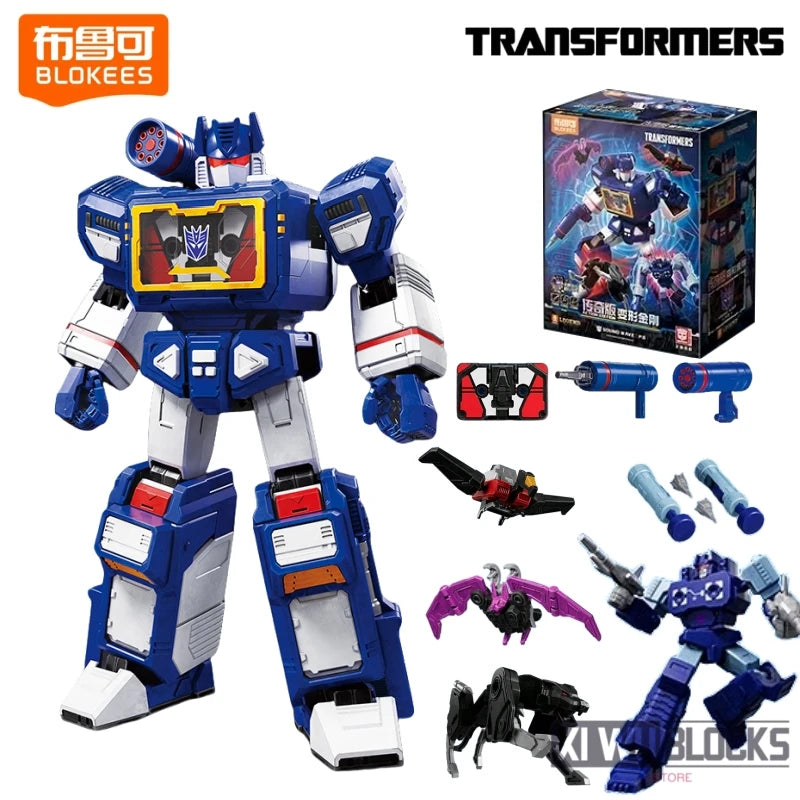 Transformers-figuurtje Soundwave Blitzwing Standaard — beweegbare nachtblauwe steen met geïntegreerde cassette