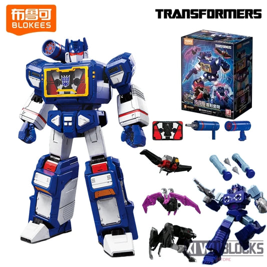 Transformers-figuurtje Soundwave Blitzwing Standaard — beweegbare nachtblauwe steen met geïntegreerde cassette
