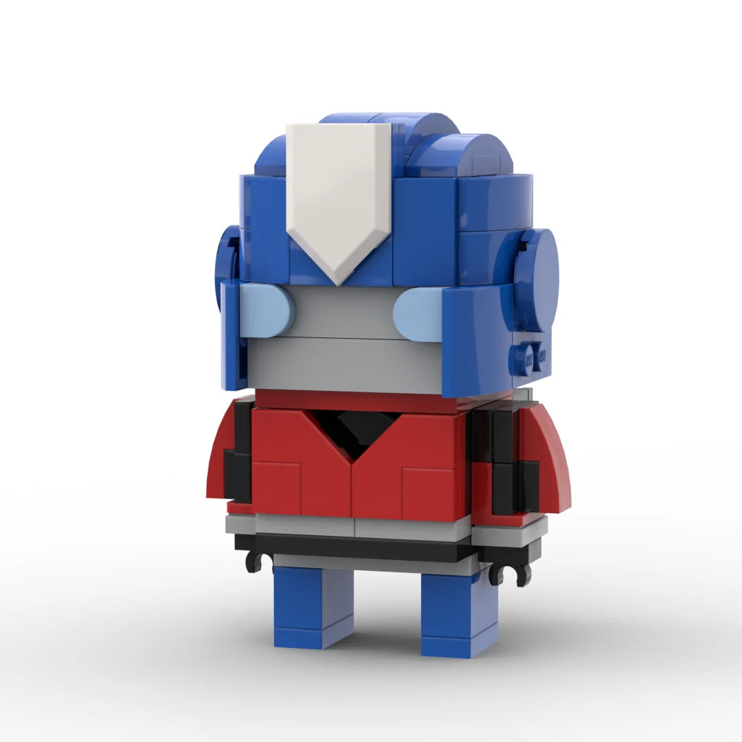 Transformers-figuurtje Orion Pax One Chibi-editie — marineblauwe baksteen met lange lans