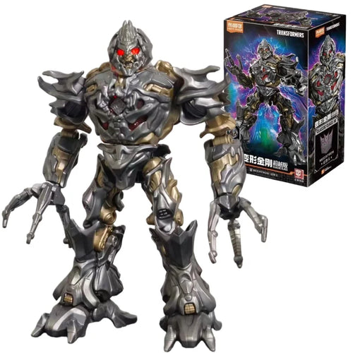Transformers-figuur Megatron met rode blik — zilverkleurige stenen, TF-editie met raam